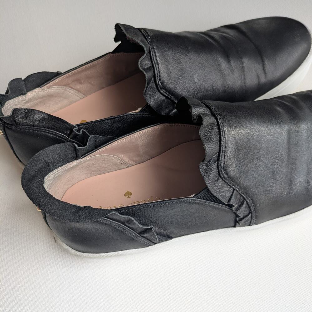 Kate Spade New York Lillie Leather Slip On Tennis Shoe / Loafer, Ruffle Detail - Picture 14 of 16